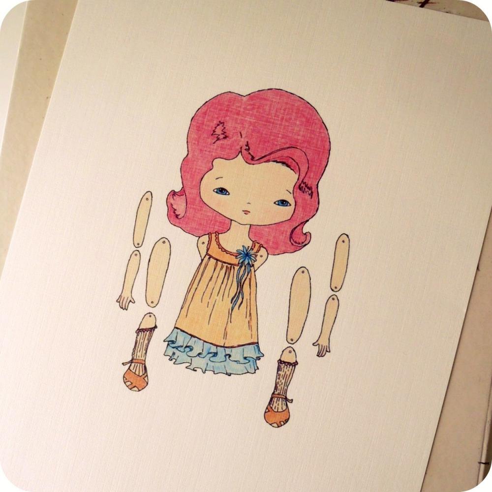 Articulated Paper Doll Print - Crimson