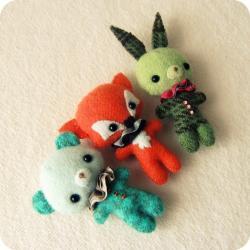 Bunny, Bear and Fox Brooch pdf Patterns