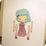 Azure - Articulated Paper Doll Print